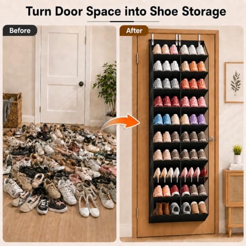 Over the Door Shoe Organizer 10-Tier Shoe Rack, 20–30 Pairs