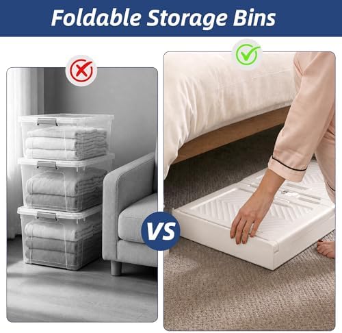 SAILUN 190QT Stackable Storage Bins with Lid, Storage Cabinet 4 Pack White