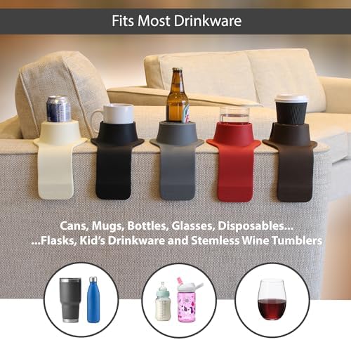HIT PRODUCTS CouchCoaster® - Couch Armrest Cup Holder, Blush Pink | Original & Patented Anti Slip, Weighted Silicone Coaster, Stops Spills On Your Sofa, Armchair Recliner, Keeps Drinks In Reach