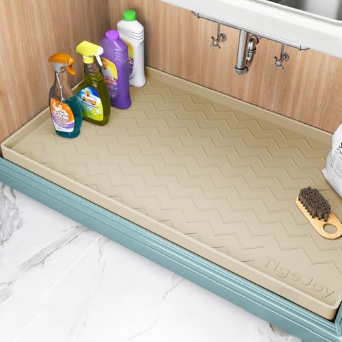 TigeJoy Under Sink Mats for Kitchen Waterproof 22" x 22", Cabinet Liner