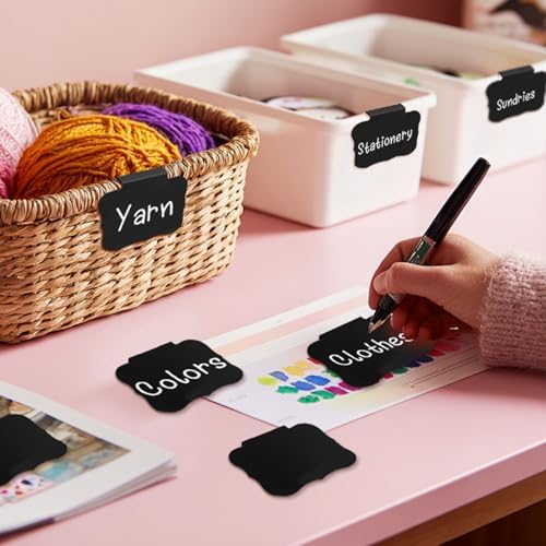 12pcs Black Basket Labels Removable PVC Labels