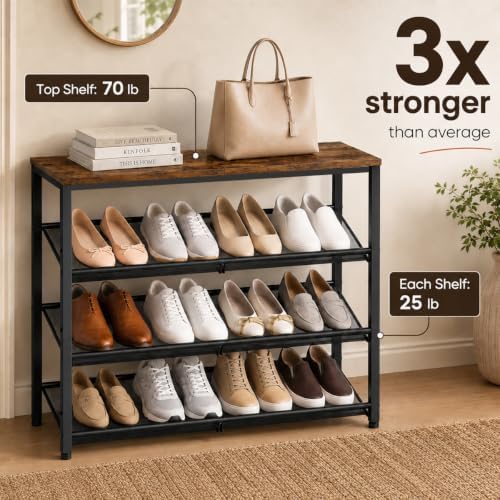 Shoe Rack Organizer for Entryway & Closet, 4-Tier Adjustable, Freestanding