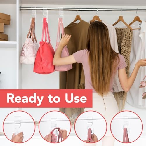 Clear Purse Hanger Closet 3 Pack, Acrylic Purse Hooks for Closet