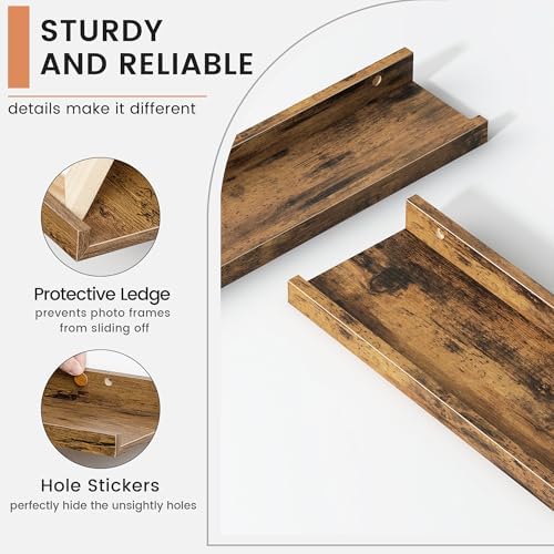 FLYJOE Floating Picture Ledge Shelves for Wall Set of 4, 24 Inch Wall Shelves with Lip Long Large Nursery Book Shelf for Toys Storage Kids Bookshelf Wall Mounted Living Room Bedroom Decor Frames