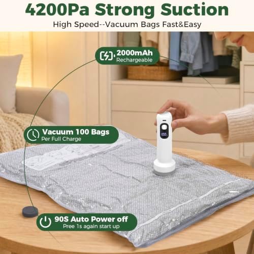 Vacuum Storage Bags with Cordless Digital Pump - 18 Combo