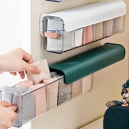 3 Pcs New Clear Wall Mounted Drawer Organizer, Wall Hanging Transparent Underwear Panties Storage Box Punch-Free Multifunctional Storage Box for Clothes, Socks (3pcs White)