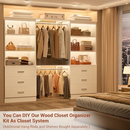 Aheaplus 47.2" Closet Drawers System, Closet System with 3 Drawers, White