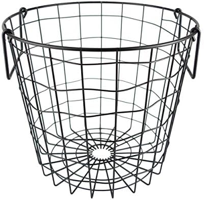 DII Metal Wire Utility Storage Bin, Small Round, 12x12x10", Black