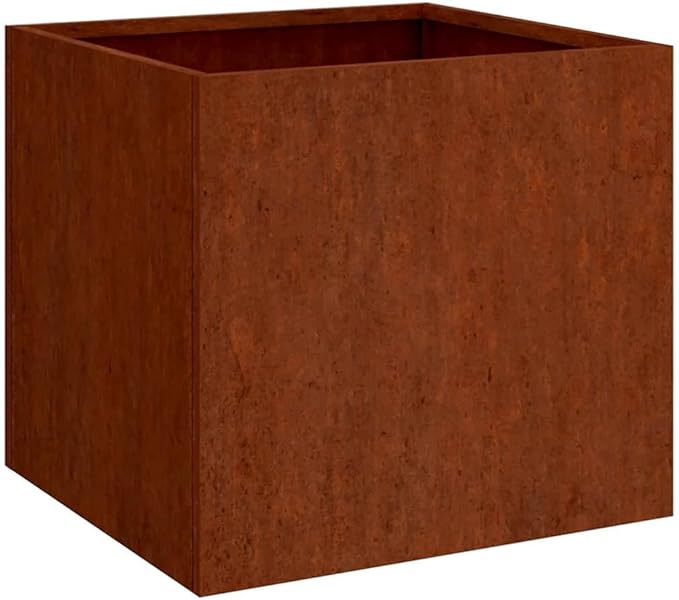 Rusty Corten Steel Rectangular Planter Medium Durable Outdoor Garden Planter Box with Weather Resistant Patina Finish for Patio Balcony Plants