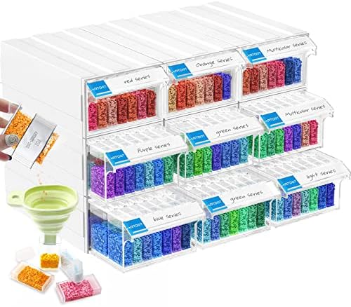 ARTDOT Storage Containers for Diamond Painting, 9 Pack Stackable Craft Storage Organizer 315 Slots Individual Containers for Diamond Art Beads Nail Pill Rhinestones Seed