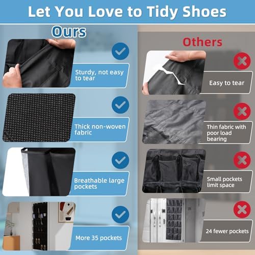 Aisoso Over the Door Shoe Organizer, Black
