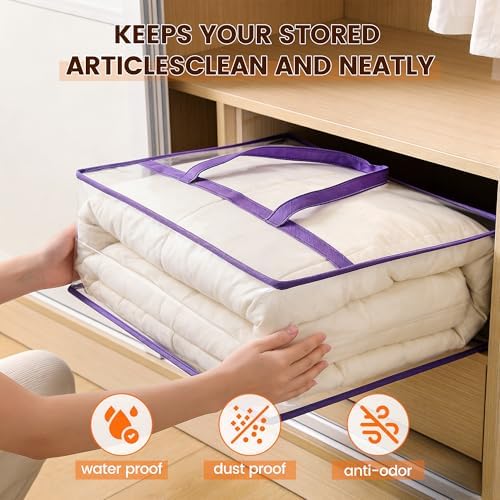 6 Pack 40L Clear Storage Bags with Zipper Large Opening for Loading