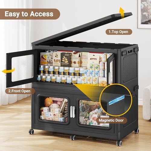 BROVIEW 300 Qt Extra Large Stackable Storage Bin with Lid, 1 Pack Black