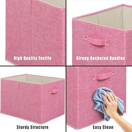 Simple Houseware 15" x 13" Foldable Fabric Storage Bin with Handles, Pink