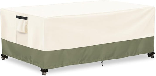 Outdoor Coffee Table Cover 36 W x 24 D x 16 H Inches,600D Heavy Duty Waterproof Outdoor Table Cover,Patio Rectangle Table Covers ,Beige