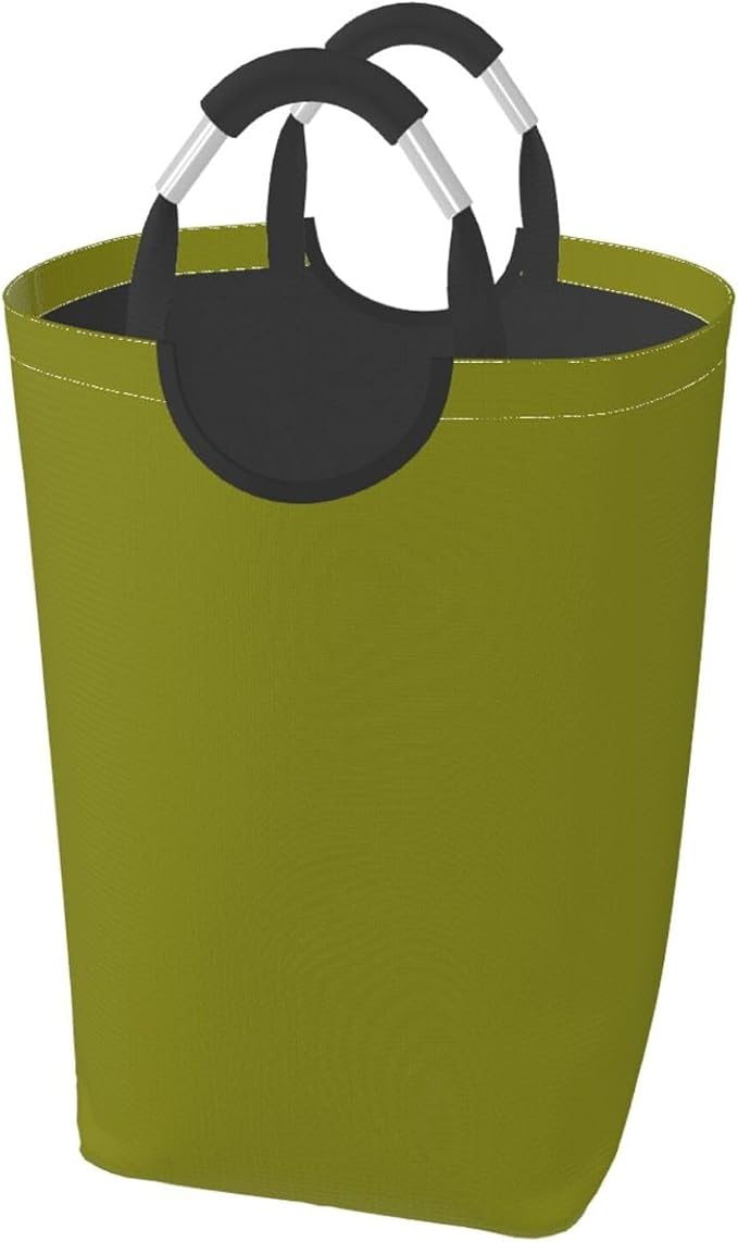 Large Laundry Hamper Bag, Olive Green Color Collapsible Laundry Basket Dirty Clothes Organizer Washing Bin for Family Essentials Storage