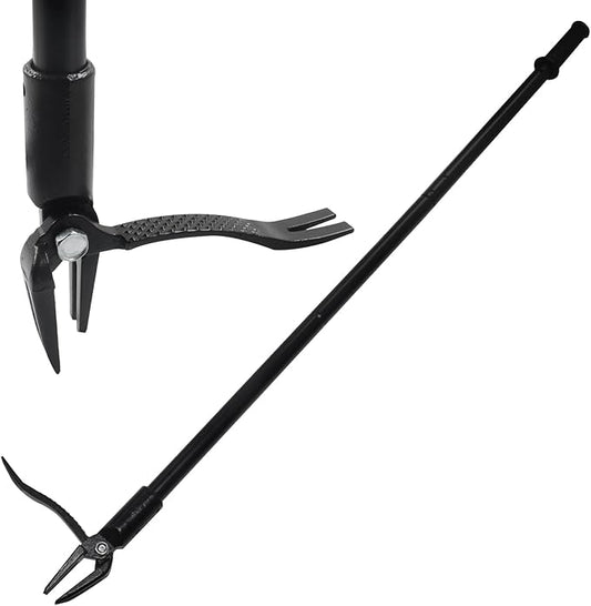 2Pcs Weed Puller Set, Stand up Weeder Weeding Tool, with Black Claw & Long Detachable Black Metal Handle, 46" Weed Remove Tool for Lawn & Garden, No Bending or Kneeling Required