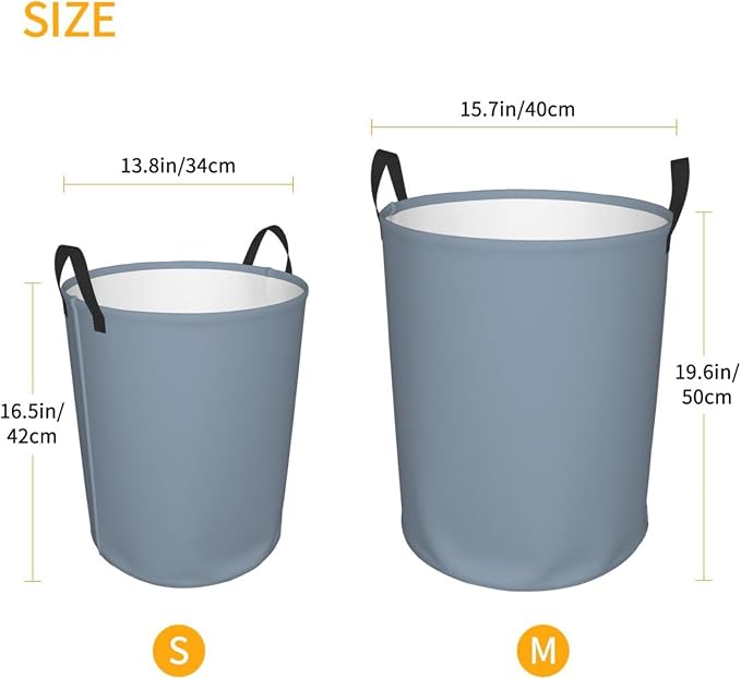 19.6" Large Laundry Hamper Bag, Dusty Blue Color Collapsible Laundry Basket Dirty Clothes Organizer Washing Bin for Family Essentials Storage