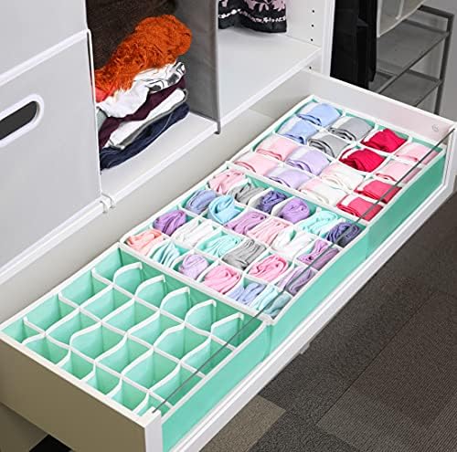 Simple Houseware Sock Drawer Organizer, 3 Pack, Turquoise