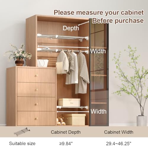 Hershii Expandable Shelf Rod Closet Tension Shelf for Closet