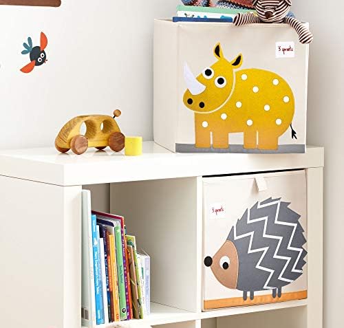 3 Sprouts Toy Storage Cube Bin, Foldable Storage Box, Rhino