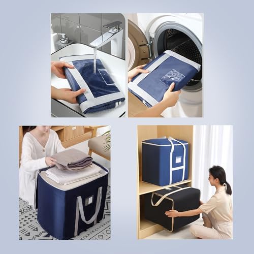 Kuber Industries Storage Bag | Foldable Storage Bag | Moisture Proof Wardrobe Organizer | Underbed Storage Bag for Blanket-Clothes | Travel Moving Bag with Handle | S ZH011GY | Gray