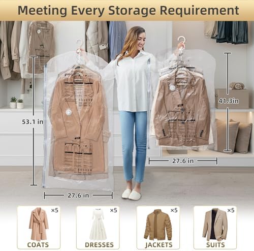 TAILI Hanging Vacuum Storage Bags for Clothes Space Saver 4 Combo Clear