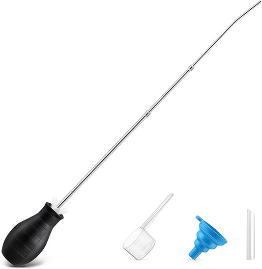 Diatomaceous Earth Powder Duster, Longer 9" to 22" Retractable Garden Powder Applicator Dispenser, 8 oz Bulb Duster Sprayer Insect for Home Organic Gardening Agricultural Supply(Black,1 Pcs)
