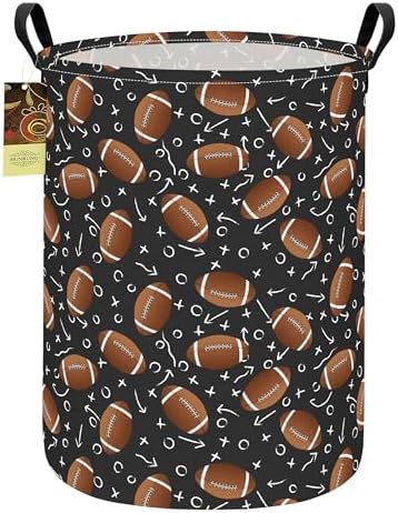 Round Fabric Collapsible Storage Basket with Handles, Rugby