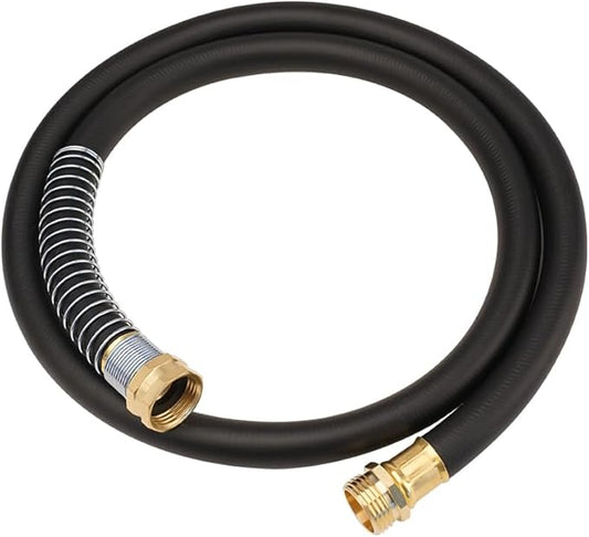 Wiseflow Garden Hose 5FT x 5/8", Heavy Duty Rubber Hose, Water Hose with Five Layered Braiding, Male Female Fittings, 1000PSI Burst, 300PSI Working for Yard, Car Wash, Pets (Black)