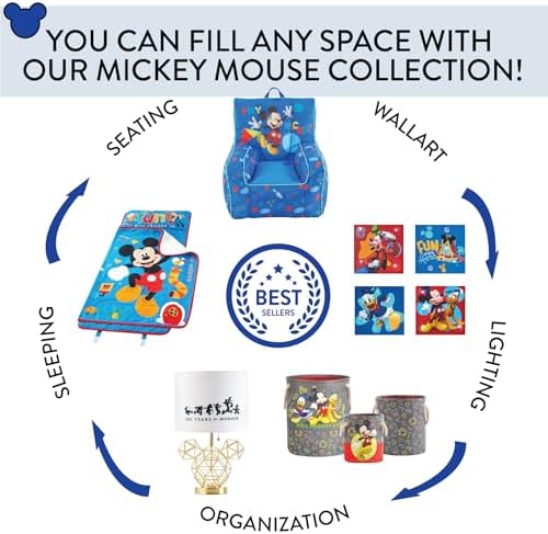 Mickey Mouse Pop Up Laundry Hamper with Durable Carry Handles,Blue Kids Clothes Storage, 21" H x 13.5" W x 13.5" L