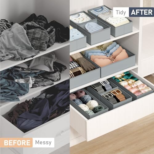 DIMJ Drawer Organizer Clothes- 26 Pack Baby Dresser Organizer for Nursery, Small Fabric Closet Drawer Organizer Bins for Underwears Socks, Foldable Storage Dividers Organization for Bedroom