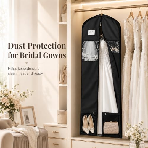 2PCS Wedding Dress Garment Bags for Travel 71"+43" Gown Dress Bag Hanging