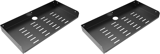 Metal Floating Wall Mounted Shelf Bracket for AV, TV Accessories, WiFi Router, TV Box, Cable Boxes, DVD Player, Games Consoles or Other Small Projectors (16.6 inches Width) (Pack of 2)