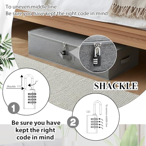 Briwooody 29.9 x 15 x 6.7in Discreet Lockable Under Bed Storage Bag,Gray