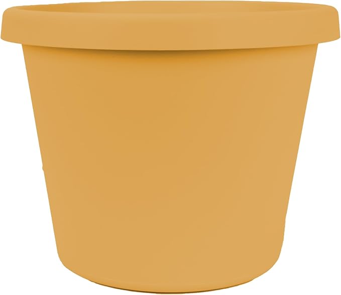 The HC Companies Prima Round Plastic Plant Pot w/Rolled Rim - Lightweight & UV Resistant Flower Pot for Herbs & More - Outdoor & Indoor Plant Pots w/Drainage (12 inch, Honey, Pack of 1)