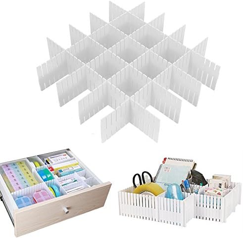 Onerbuy 8pcs Adjustable Grid Drawer Dividers DIY Plastic Closet Separator Tidy Organizer Container for Underwear Socks Belt Office Supplies