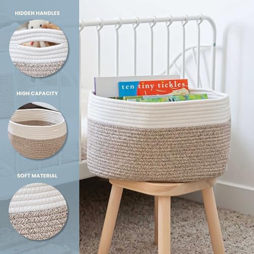 OrganiHaus Cotton Rope Basket for Shelf Storage, 15x9x10