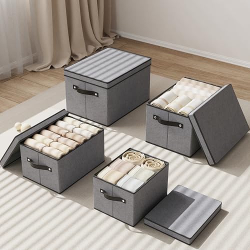 Storage Box with Handles,10.2×7.8×6.7 In,Gray Bin,3-Pack