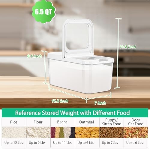 12 Lbs Rice Flour Sugar Storage Containers Dry Food Holder with Flip-up Lid