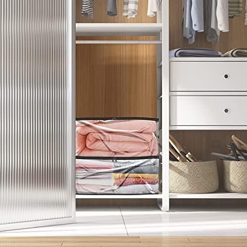 Blanket Storage Bags 6 Pack 35L Clear Plastic Clothes Closet Organizer