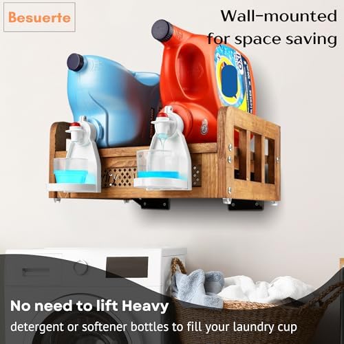 Wooden Wall Mount Laundry Detergent Holder, Nut Brown