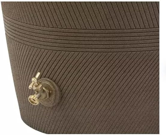 Decorative Rain Barrel with Planter, Impressions Havana, 50 Gallon, Unique Multi-Directional line Texture, Brass Spigot, Water Collection Tank,Khaki Granite. (Khaki Granite, 1 Piece)