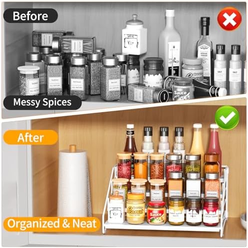 Spice Rack Organizer for Cabinet, Depth Adjustable 4 Tier Spice Rack,1 Pack