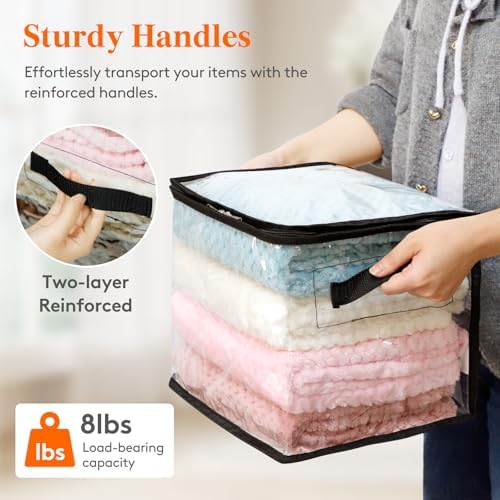 Lifewit 6 Pack Clear Clothes Storage Bags, Sweater Storage with Zipper, 18L