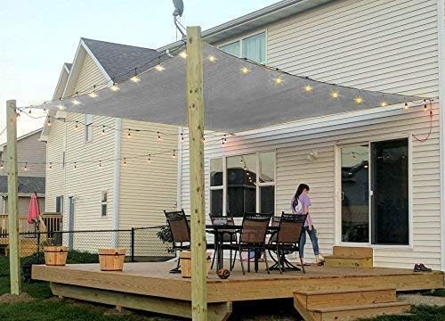 Sun Shade Sail Canopy, Patio Shade Cloth Outdoor Cover - Sunshade Fabric Awning Shelter for Pergola Backyard Garden Carport (Grey, 6' x 10' Rectangle)
