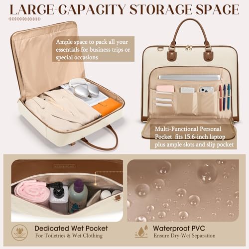 RAINSMORE Garment Bag for Travel, Large Womens Carry on Suit Bag for Dress