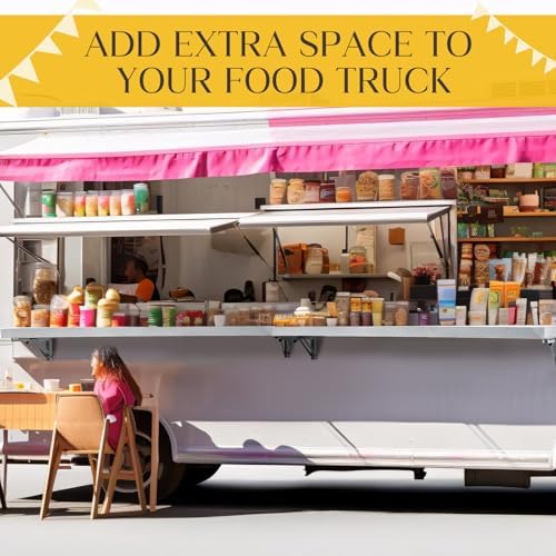 Vercraft Stainless Steel Folding Shelf Wall Mounted, Commercial Concession Serving Shelf for Food Truck, Trailer Window, Kitchen, Restaurant, Garage, Utility Room(12"x47")