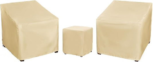 Patio Furniture Covers,Outdoor Furniture Cover Waterproof,Patio Furniture Set Covers for 3 Piece Outdoor Bistro,Patio Sofa Covers Set for 2 Chairs and Coffee Table,Beige