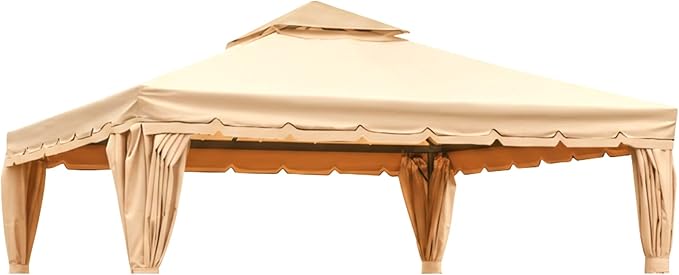 Garden Winds Reinforced Replacement Canopy Top Cover Compatible with The HWG-027C Erommy 12' x 12' Square Gazebo - Classic Sand, Riplock 350